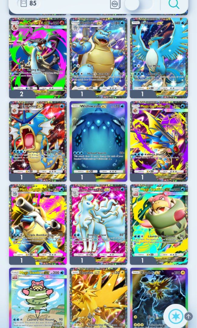 Pocket TCG Full arts & Rainbow UPDATED (JULY 2026) (Category: Raw Singles) located in Mandaluyong City. Submitted by geraldaguja123 (Listing ID 1416521151, Image 2). Description: SELLING UPDATED (new card - IRIS FA jpn) POCKET TCG FULL ARTS AND RAINBOW 100 each for Rainbow and Full arts POKEMON 150 each for FULL ART trainers 150 each for shinies 2 stars 80 each for 2 STARS (not full pic) can ask for more SOLD - PROF OAK, PCL, MEGA GARD, RR GENGAR
