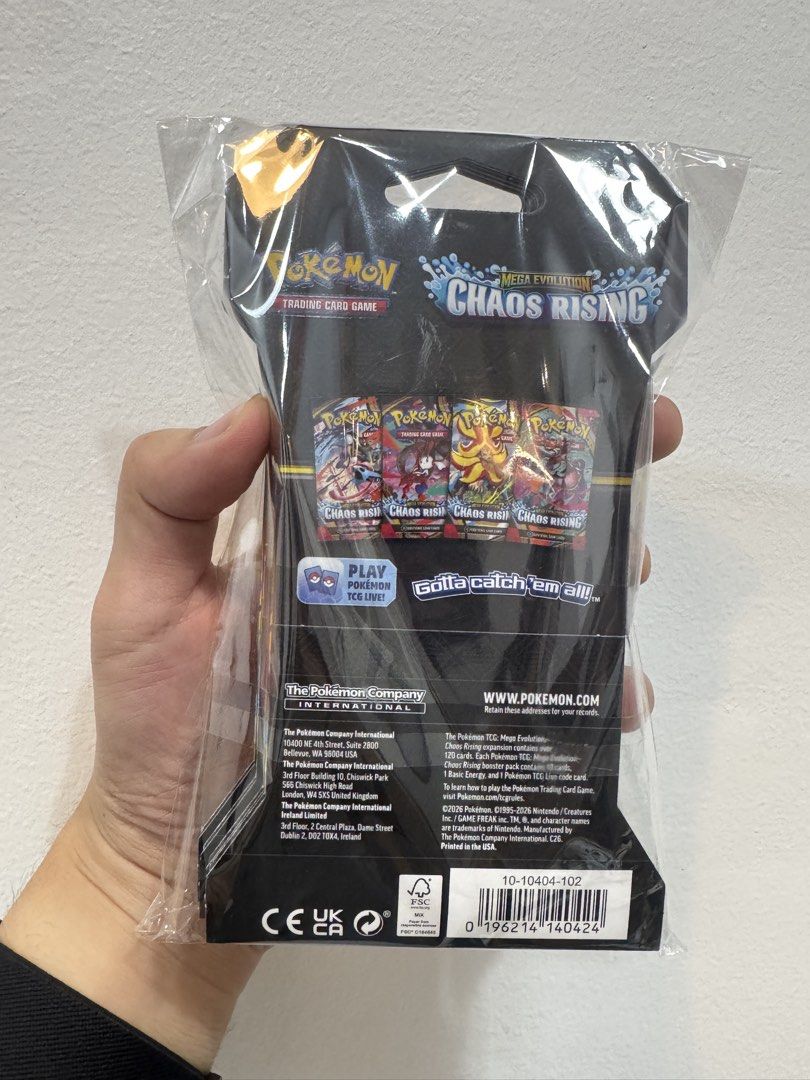 Pokemon TCG Mega Evolution Chaos Rising Booster Pack (Category: Card Packs) located in Cavite. Submitted by justblue1921 (Listing ID 1450264253, Image 2). Description: Pokemon Chaos Rising 4-Pack for 1,800 Brandnew Bacoor Estancia Shangrila.