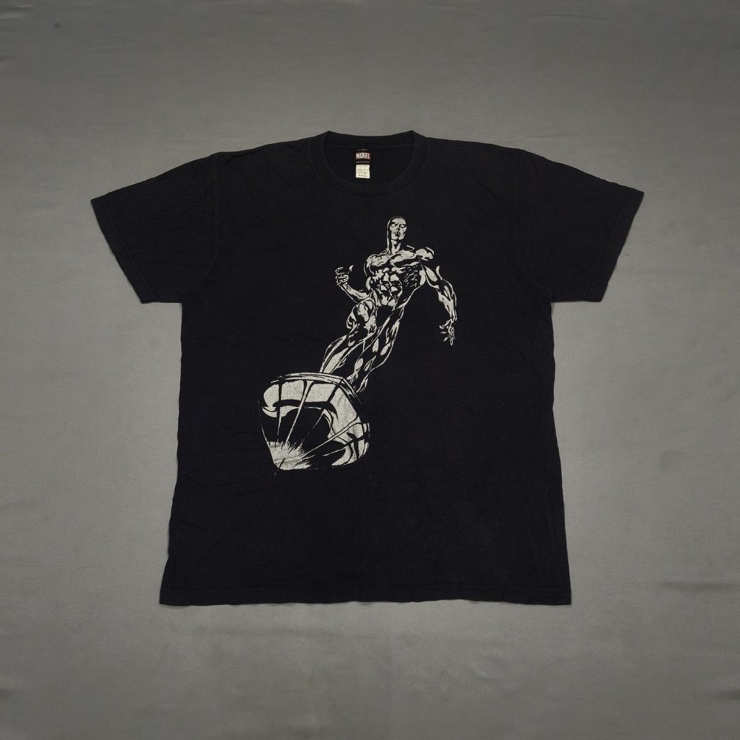 Rare Vintage Mad Engine Silver Surfer Black Tee (Category: Tshirts & Polo Shirts ) located in Cebu City. Submitted by greedthrift.00 (Listing ID 1450283392, Image 1). Description: - condition: 9/10 - color rate: 9/10 - dimes : 24.5 x 31 - Issue: none - ready to wear (machine washed) Marvel Comics Silver Surfer graphic tee. Black, Collectible piece!.