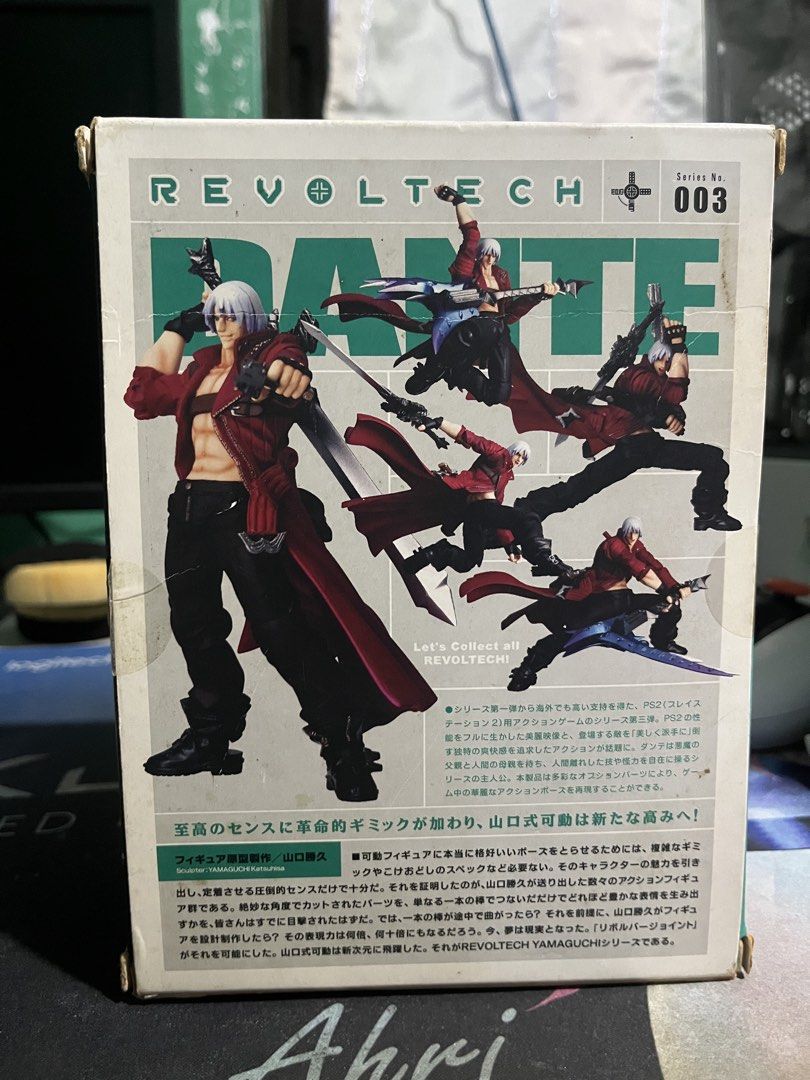 Revoltech dante (Category: Figurines & Statues) located in Kalibo. Submitted by randomclutererrrrrr (Listing ID 1450234231, Image 2). Description: Revoltech dante bib condition complete with sealed alternate head sculpt no issue. only took out for toy photography this is a rare piece and consider as a holy grail for collectors open for negotiation Loc: kalibo aklan Mop: gcash Mod: lbc cop.