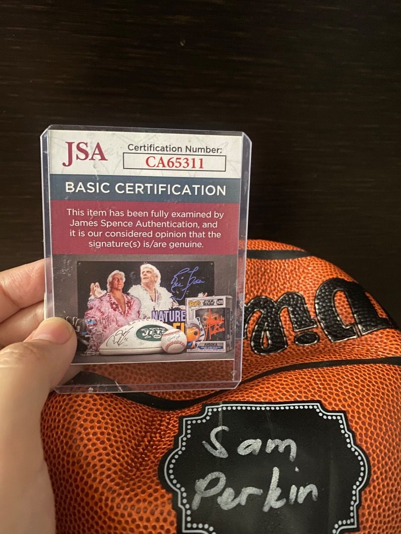 Sam Perkins Signed Autographed Basketball JSA COA Certified (Category: Racket and Ball Sports) located in Caloocan City. Submitted by saoirse.amber (Listing ID 1450208316, Image 2). Description: This basketball features a genuine hand signature from Sam Perkins, making it a standout addition to any sports memorabilia collection. 100% authentic from U.S 🇺🇸.