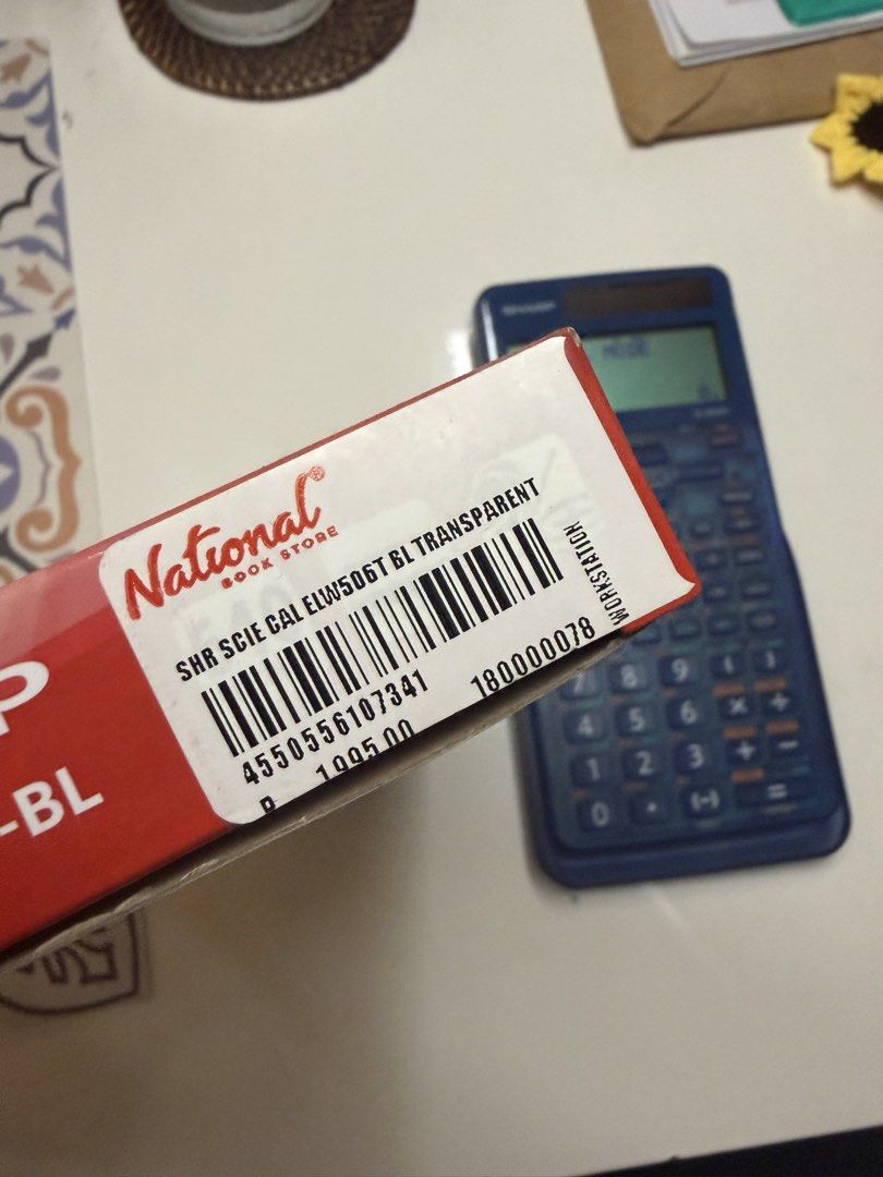 Sharp EL-W506T-BL Scientific Calculator (Category: Office & Business Technology) located in Quezon City. Submitted by so_san (Listing ID 1450211341, Image 2). Description: rfs: decluttering Never used, comes with complete and original packaging (box, manual, etc). Bought as a backup calculator Bought in National for Php 1995 (price tag in pic) .
