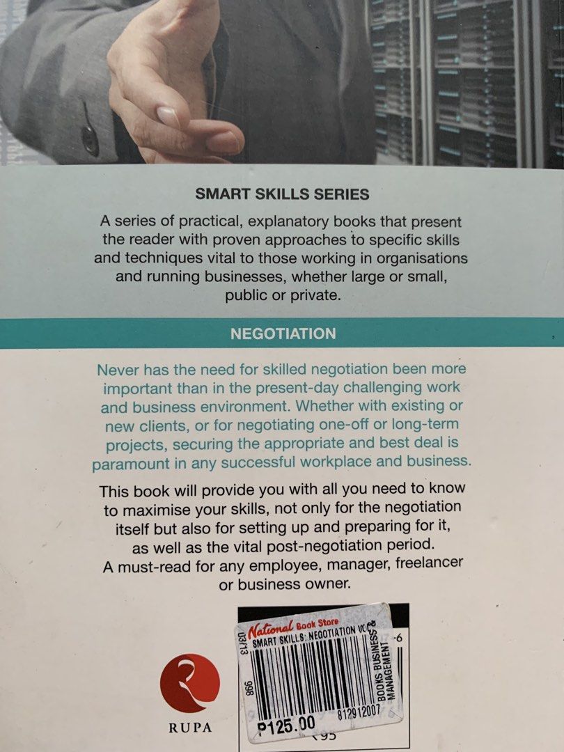 SMART SKILLS SERIES : NEGOTIATION (Category: Textbooks) located in Paranaque City. Submitted by thingsofold (Listing ID 1450228473, Image 2). Description: By : Anthony Jacks.