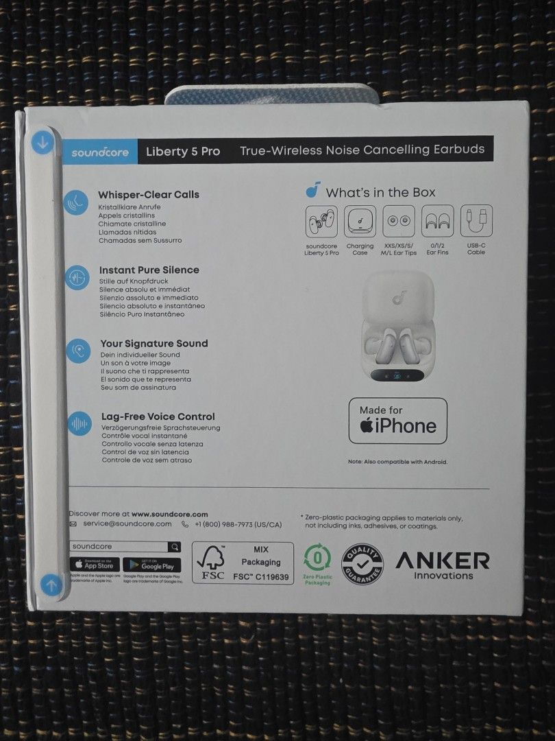 Soundcore Liberty 5 Pro (Category: Earphones) located in Manila. Submitted by tof_reyes (Listing ID 1450277219, Image 3). Description: Brand new and sealed.