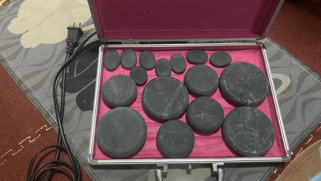 Spa Hot Stone Heating Box with Massage Stones (Category: Massage Devices) located in Quezon City. Submitted by karina_pb (Listing ID 1450238390, Image 2). Description: - Complete set for hot stone massage therapy - Includes heating box and a variety of massage stones - Heats stones for comfortable relaxation and muscle relief - Suitable for spa treatments or personal use - Easy to transport and set up.