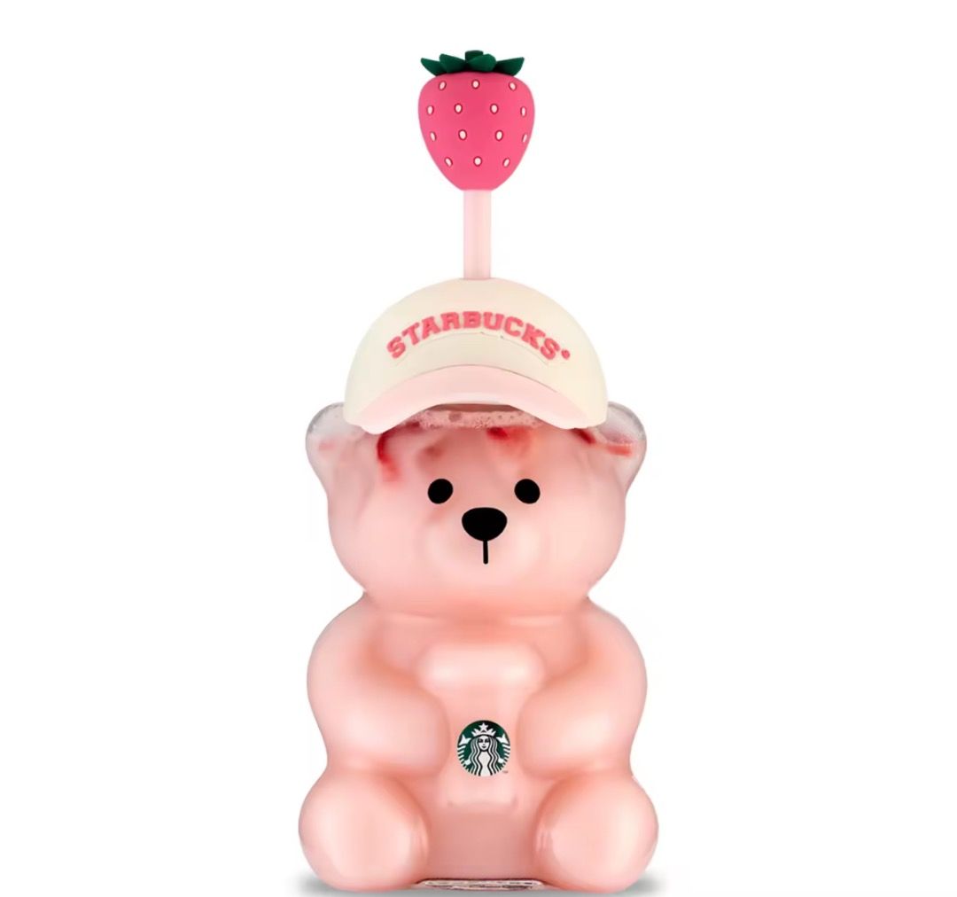Starbucks Bearista Pink Bear Cup (Category: Cookware & Accessories) located in Quezon City. Submitted by hellolili21 (Listing ID 1450311600, Image 1). Description: - Brand: Starbucks - Design: Pink Bearista Bear - Features: Strawberry straw topper, cap detail - Ideal for: Cold beverages, collectibles - Condition: New (as shown in images).