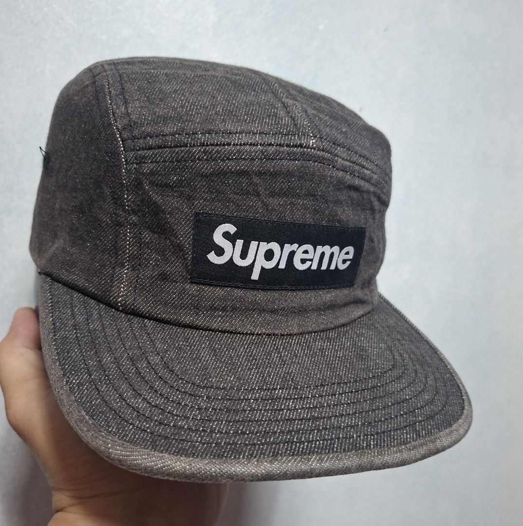 Supreme Black Denim Faded Canvass 5 Panel Cap (Category: Caps & Hats) located in Taguig. Submitted by AlfonsoJaimepreloved (Listing ID 1450224743, Image 2). Description: Supreme Denim Black Faded Canvass 5 Panel Cap Adult / Seat Belt type Embroidered / 100% Cotton Denim Black Faded Canvass Colorway Excellent Used Condition Price : 2,650 Location : ibayo Tipas Taguig City MOD : Lalamove / LBC / J&T at buyer expense MOP : Gcash Thank you.