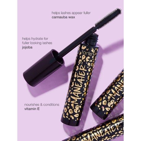 Tarte Maneater Voluptuous Mascara (Category: Makeup) located in Pasig City. Submitted by decluttertrends (Listing ID 1450216170, Image 2). Description: - Achieve fuller-looking lashes with Tarte Maneater mascara. - Hydrates and nourishes for enhanced lash volume. - Conditions lashes for a healthier appearance. - Includes a stylish leopard print pouch, ideal for your makeup kit..