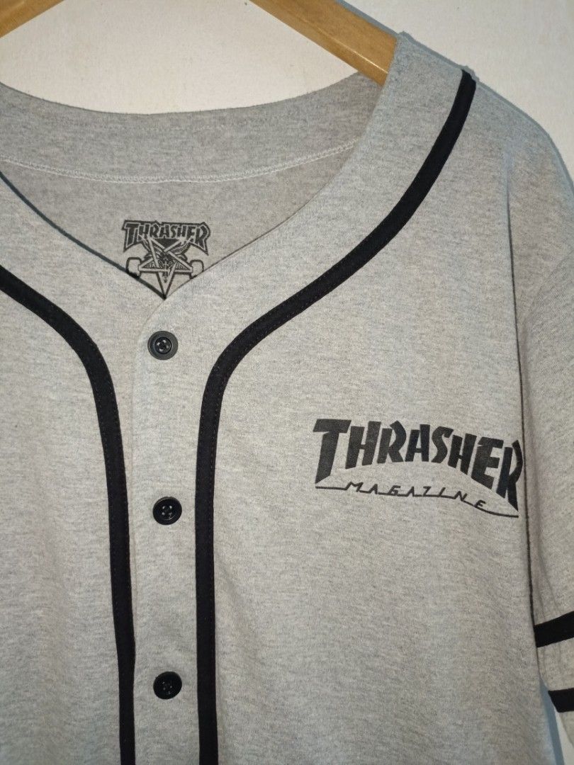 Thrasher Baseball Jersey (Category: Activewear) located in Bacolod City. Submitted by nivram04089 (Listing ID 1450150432, Image 2). Description: Thrasher Baseball Jersey Sz large Dimes w22. 5 L29 Excellent Condition.
