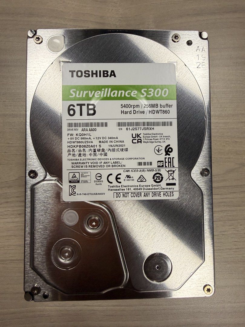 TOSHIBA Surveillance S300 6TB Hard Drive