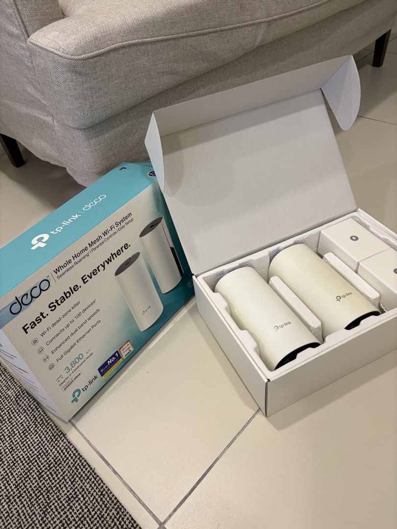 TP-Link Deco Whole Home Mesh Wi-Fi System (Category: Networking) located in Kuala Lumpur. Submitted by rexshadow.fn (Listing ID 1450237276, Image 1). Description: - Eliminates Wi-Fi dead zones for complete home coverage. - Provides seamless roaming between units. - Supports up to 100 connected devices. - Enhanced dual-band speeds for faster internet. - Full Gigabit Ethernet ports for wired connections. - Ensures a stable and fast internet experie