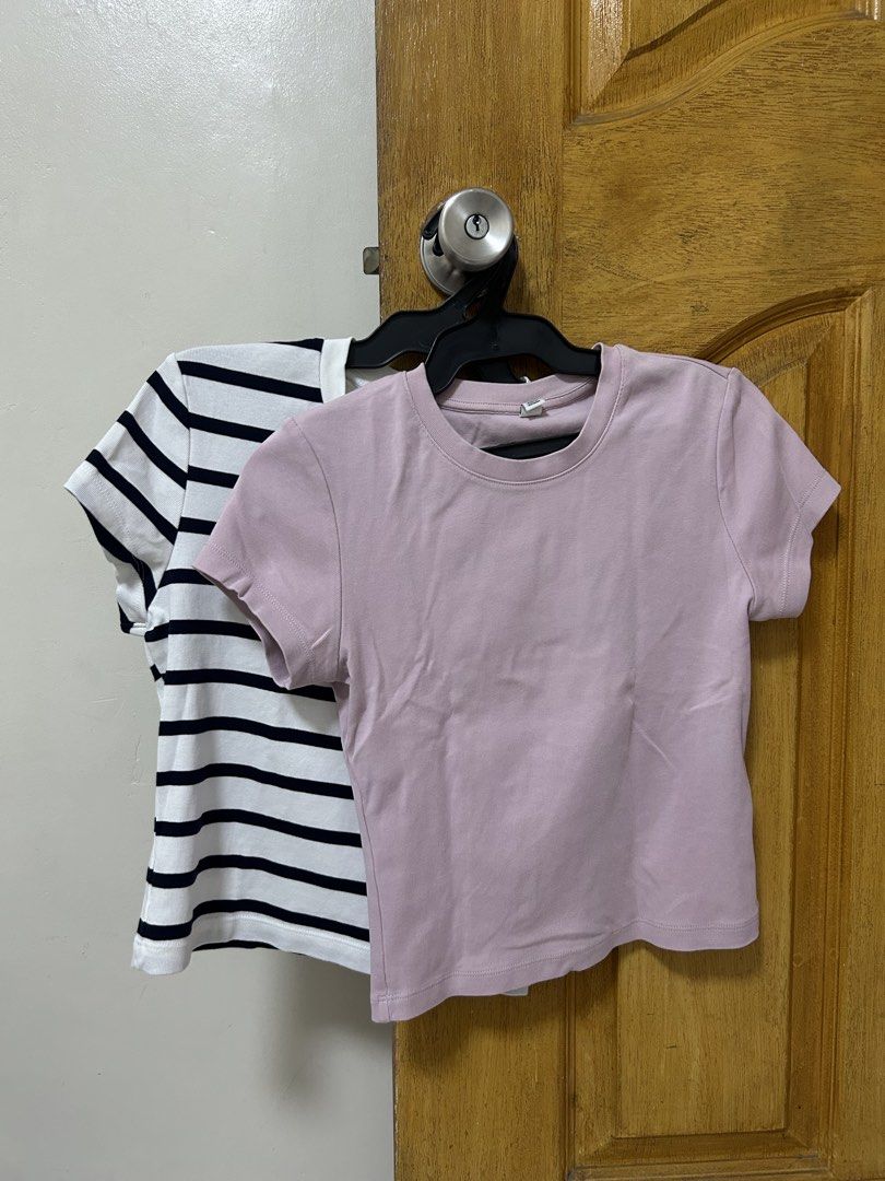 Uniqlo Mini T-Shirt (Category: Shirts) located in Quezon City. Submitted by __hal (Listing ID 1450192399, Image 1). Description: - Both used only once - No flaws - 280 each, 500 for both - Both size S.