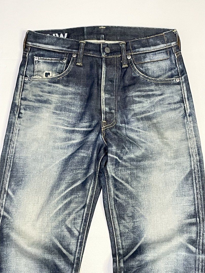 Visvim Phyton Lebel Clawmark Denim (Category: Jeans) located in Bauang. Submitted by paringaoseven (Listing ID 1450297111, Image 3). Description: Distressed Condition: 10/10 Dimensions Waistline: 30 Length: 42” Rise Length: 11.5” Thighs: 11” Inseam: 31” Leg opening: 7.8” - Selvedge denim jeans - Distressed wash with fading and whiskering - Button fly closure - Some wear on hems - Small rip on coin pocket .