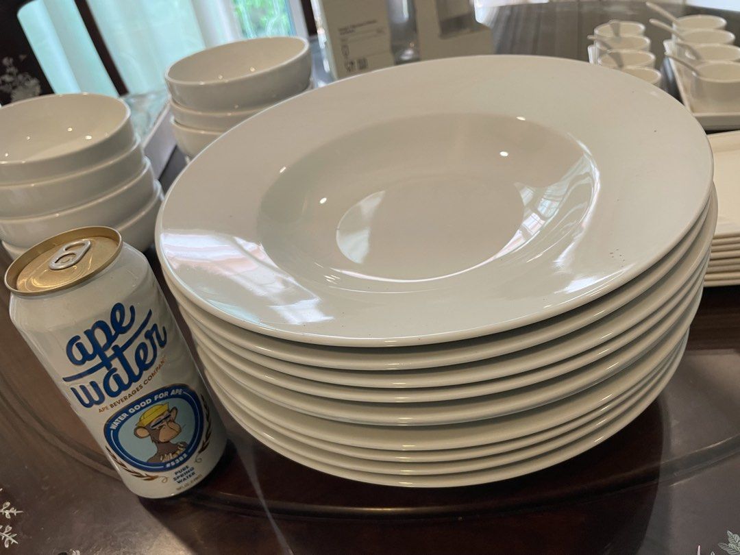 Assorted sets of dinner Plates, Bowls, glasses, espresso cups and saucer, etc