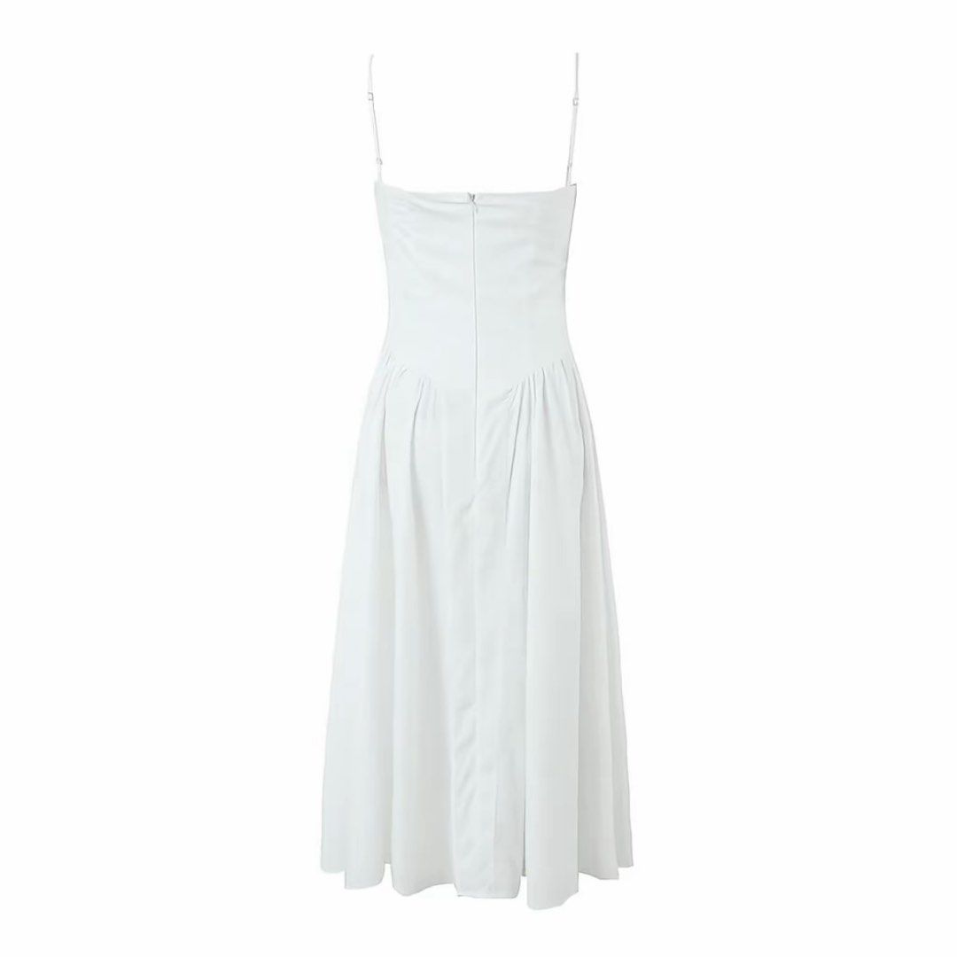 White Corset Bustier Midi Dress Spaghetti Straps (Category: Dresses) located in Manila. Submitted by may077. (Listing ID 1450141164, Image 2). Description: L: Bust- 88cm; Length=113cm; - Used once -White midi dress - Corset-style bustier top - Adjustable spaghetti straps - Flattering A-line skirt - Back zipper closure .