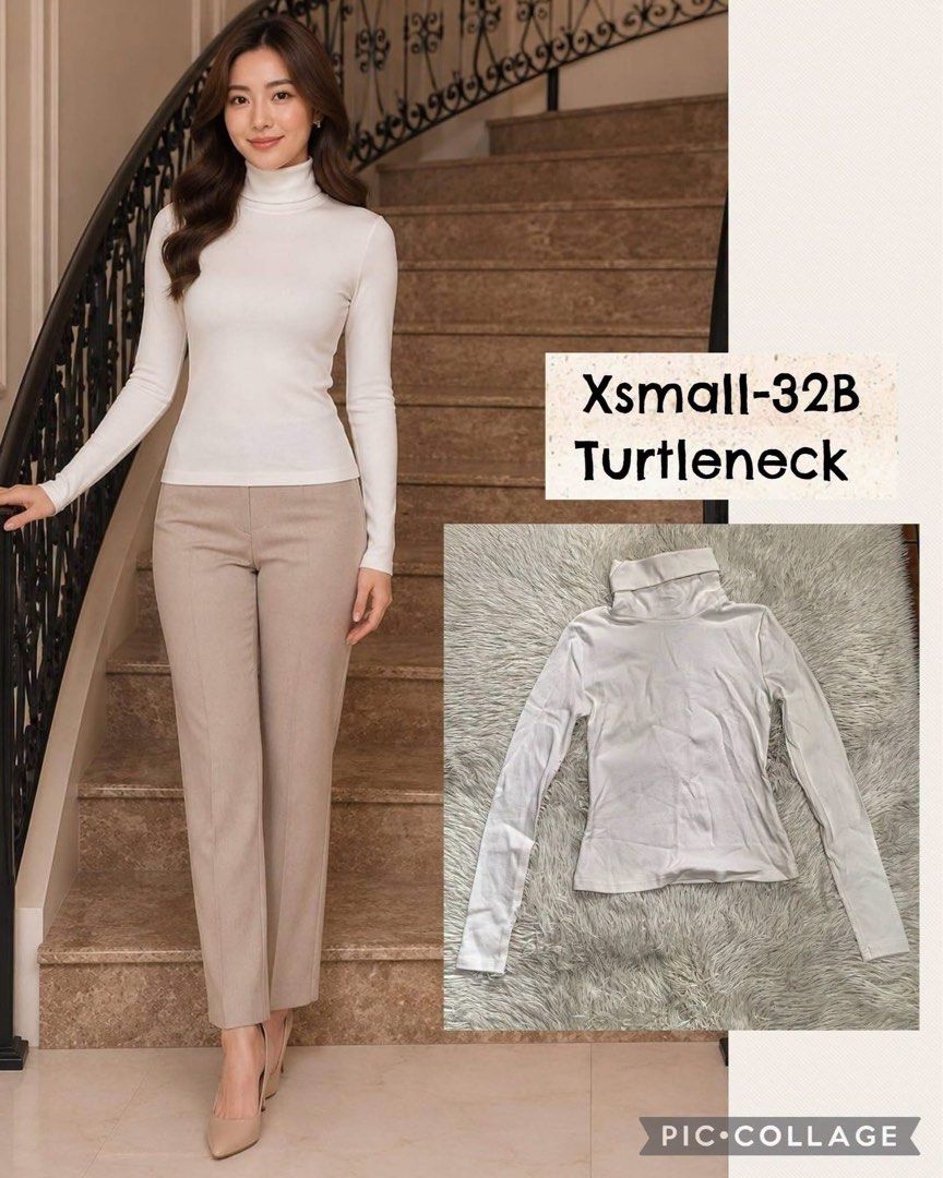White Xsmall Turtleneck Top (Category: Sleeveless) located in Marikina City. Submitted by dapple (Listing ID 1450317471, Image 1). Description: - Classic white turtleneck top - Long sleeves - Stretchy fabric for a comfortable fit - Best fits an Xsmall size - Ideal for layering or wearing as a standalone piece - Versatile: easily pairs with any outfit - Suitable for both casual and smart casual occasions.