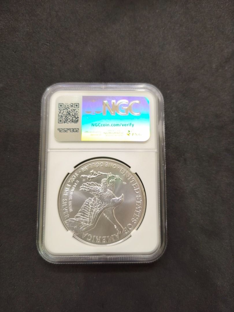 2025 American Eagle Silver Dollar NGC MS 69 (Category: Currency) located in Quezon City. Submitted by whiterabbitcollectibles (Listing ID 1450334846, Image 2). Description: - 2025 American Eagle Silver Dollar Coin - Graded MS 69 by NGC (Numismatic Guaranty Company) - Certified and encapsulated for protection - Contains 1 oz of .999 fine silver - Official coin of the United States - Excellent addition to any coin collection The American Silver Eag
