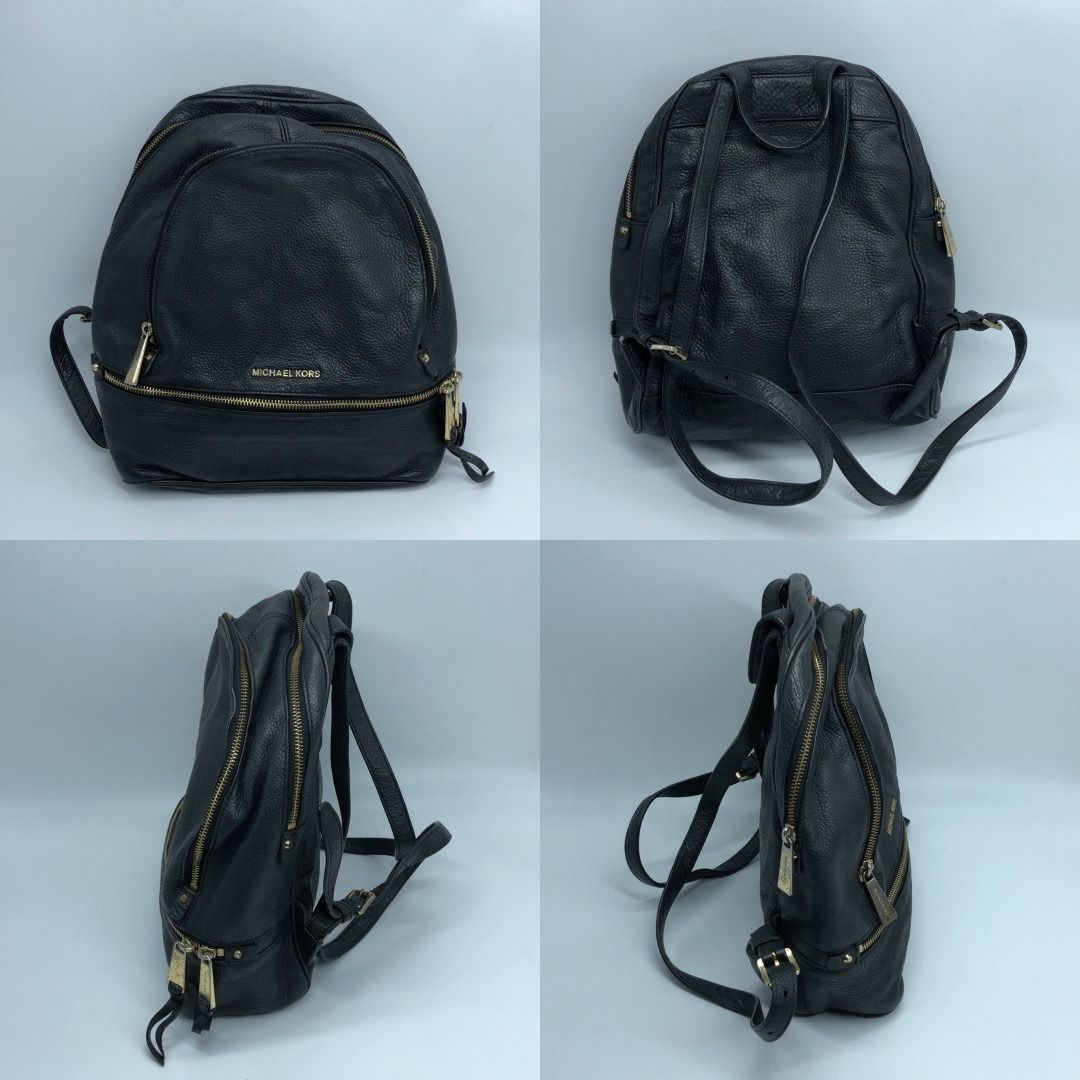 267007143 MICHAEL KORS BAG LEATHER BACKPACK (Category: Luxury Bags & Wallets) located in Taguig. Submitted by ecoring.ph (Listing ID 1450333365, Image 2). Description: ◆CONDITION: B ◆DESCRIPTIONS: (Other defects/info:) Exterior: The exterior shows heavy signs of use, including scratches, scuffs, stains, dirt, wrinkles, and press marks. The bag has been well used over time. Bottom Corners: The bottom corners exhibit noticeable wear, including scra