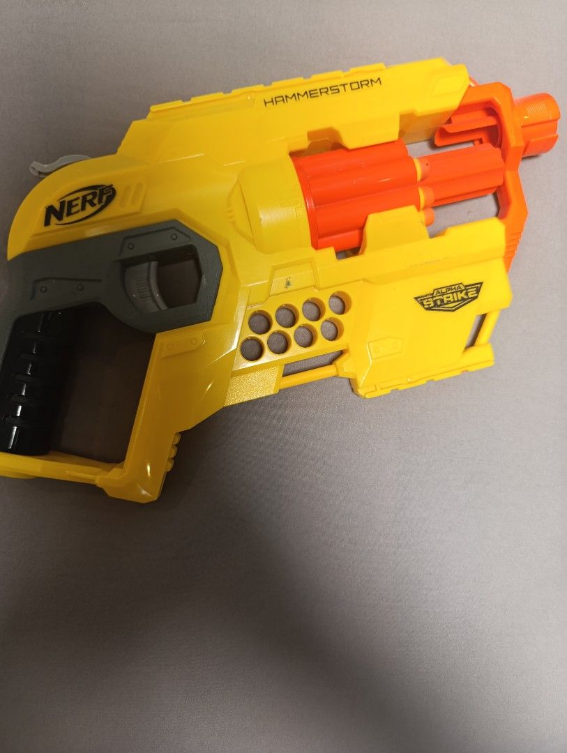 2 Nerf Elite Hyperfire and Hammerstorm Blasters (Category: Action & Battle Toys) located in Makati City. Submitted by urplugph (Listing ID 1450349210, Image 3). Description: - Nerf Elite Hyperfire (blue and orange) with drum magazine included. - Yellow Hammerstorm blaster also included. - Perfect for any Nerf enthusiast looking for a great deal..
