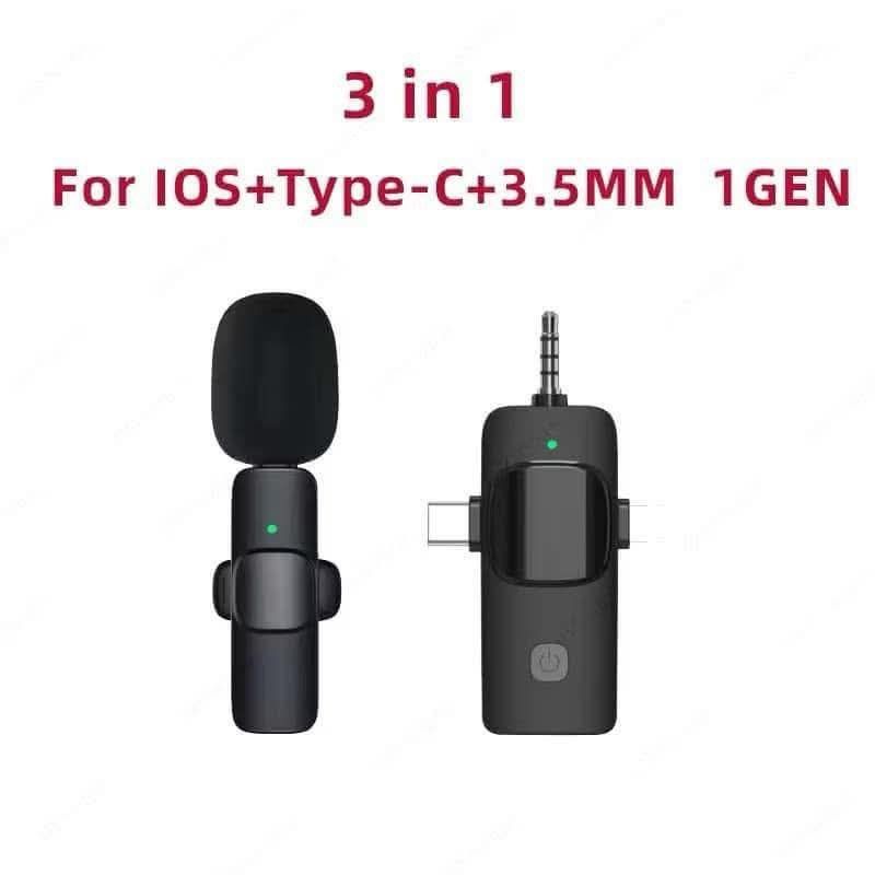 3-in-1 Wireless Lavalier Microphone for iOS, Type-C, 3.5mm (Category: Microphones) located in Manila. Submitted by iliasjen3082126 (Listing ID 1450368533, Image 1). Description: - Wireless microphone set - Compatible with iOS, Type-C devices, and 3.5mm audio jacks - Monitor function for real-time audio checking - Easy auto-pairing setup - Compact and portable design - Ideal for vlogging, interviews, and content creation 450-single mic 550-double 