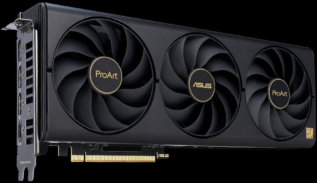 ASUS ProArt RTX 4070ti (Category: Computer Parts) located in Kuala Lumpur. Submitted by mr_tt (Listing ID 1450330513, Image 1). Description: ASUS ProArt RTX 4070 ti 12gb - ASUS ProArt Graphics Card - Powerful triple-fan cooling system - Sleek black design with elegant gold accents - Ideal for creative professionals and gamers - very good condition Underutilized .