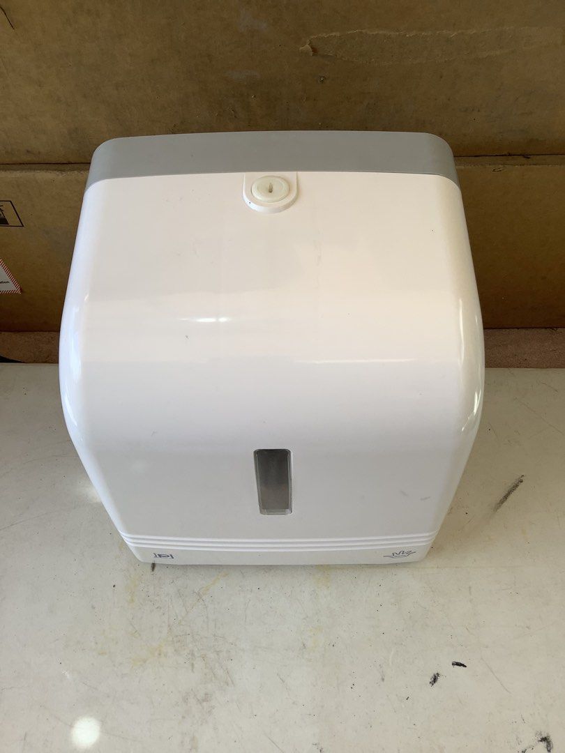 Automatic Jumbo Tissue Roll Dispenser with Adaptor or Battery Operated (Category: Pitchers & Dispensers) located in Paranaque City. Submitted by seb_trading (Listing ID 1450346408, Image 2). Description: clearance sale, was used as a demo unit, only minor scratches, no damage auto dispensing takes 7 to 8 jumbo tissue paper roll battery operated but comes with a power adaptor good condition last price Paranaque area.