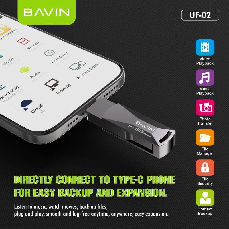 Bavin UF-02 USB-OTG Flash Drive (Category: Memory & SD Cards) located in Manila. Submitted by iliasjen3082126 (Listing ID 1450360719, Image 3). Description: Bavin UF-02 USB-OTG Flash Drive * 16gb=; 32gb=; 64gb=; 128gb=; 256gb=.