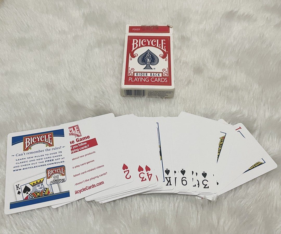 Bicycle Rider Back Playing Cards (Category: Board Games & Puzzles) located in Quezon City. Submitted by sissymissy1527 (Listing ID 1450403937, Image 1). Description: Complete.