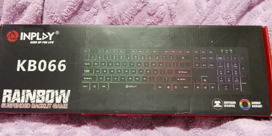 Budget Wired Keyboard Inplay KB066 Wired (Black) (Category: Computer Keyboard) located in Taguig. Submitted by flidethechemist (Listing ID 1450321514, Image 1). Description: Hi! Selling this Inplay keeb. Not really using it since I'm decluttering things around the house, and it's only been use once to test it out lol. Perfect for office work since it's relatively quiet, and you want something cheap, sleek, and functional (LED lights can also be t