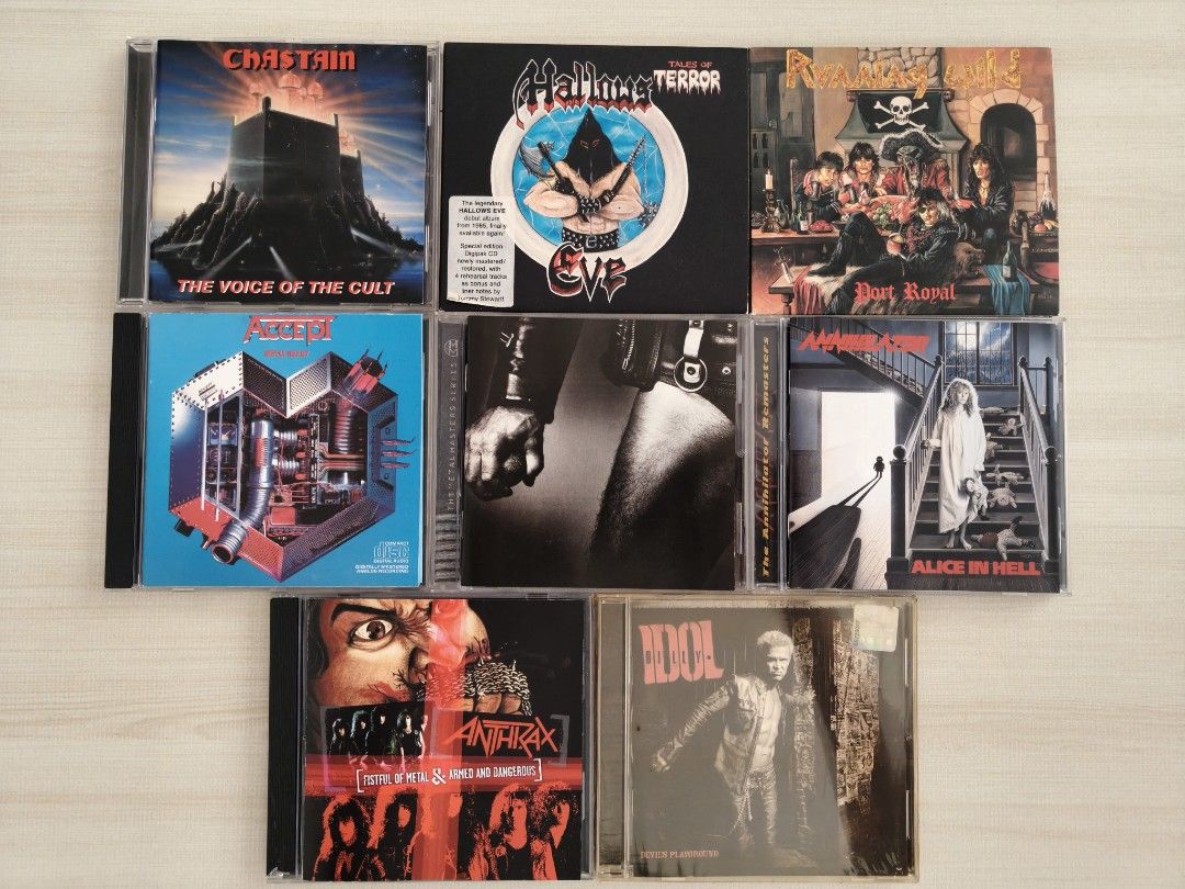 CD Chastain, Hallows Eve, Running Wild, Accept, Annihilator, Anthrax & Billy Idol CDs (Category: CDs & DVDs) located in Kuala Lumpur. Submitted by ramboone (Listing ID 1450358022, Image 1). Description: +Selling a collection of heavy metal and hard rock CDs. -Great additions for any collector. - Billy Idol sealed - Price for one cd & shipping exclude..