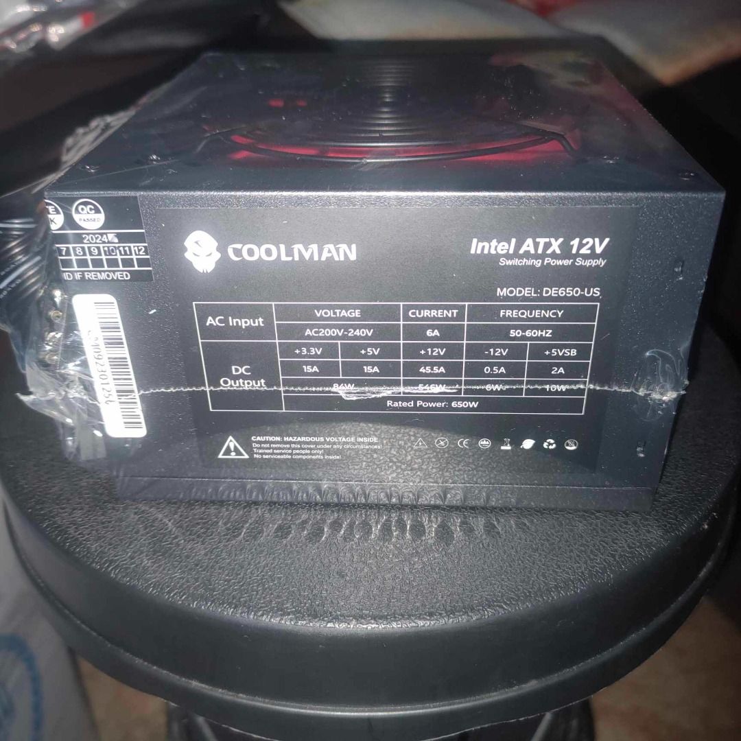 COOLMAN DE650-US Rated 650W Power Supply (Category: Computer Parts) located in Santa Maria. Submitted by victorioustech (Listing ID 1450334095, Image 3). Description: ⚡ Need an affordable replacement power supply for your PC? COOLMAN DE650-US Rated 650W Power Supply 💰 PM for Price ✅ Rated 650W Power Supply ✅ 12cm Red Cooling Fan ✅ Black Flat Cables ✅ 24-Pin Motherboard Connector ✅ 4-Pin CPU Power Connector ✅ Molex + SATA Connectors ✅ Includes 1.