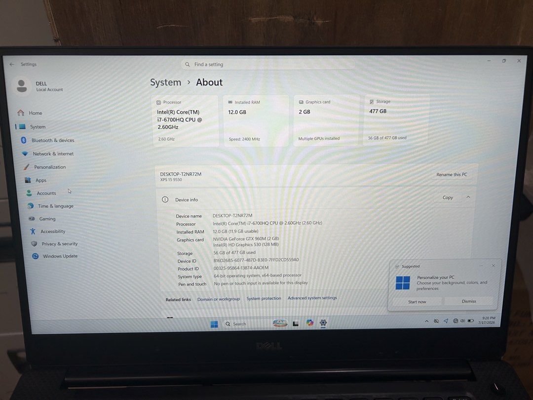Dell Xps 15 9550 Core i7512874474258442247