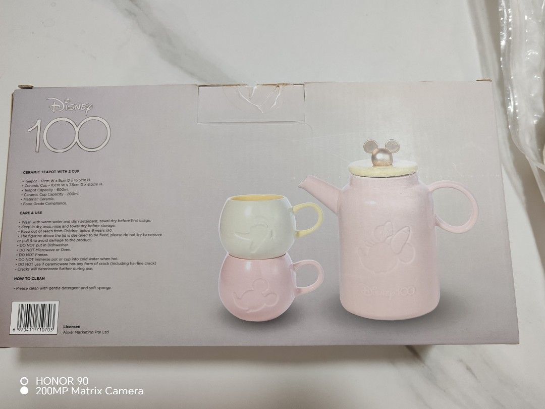 Disney 100 Ceramic Teapot with 2 Cups