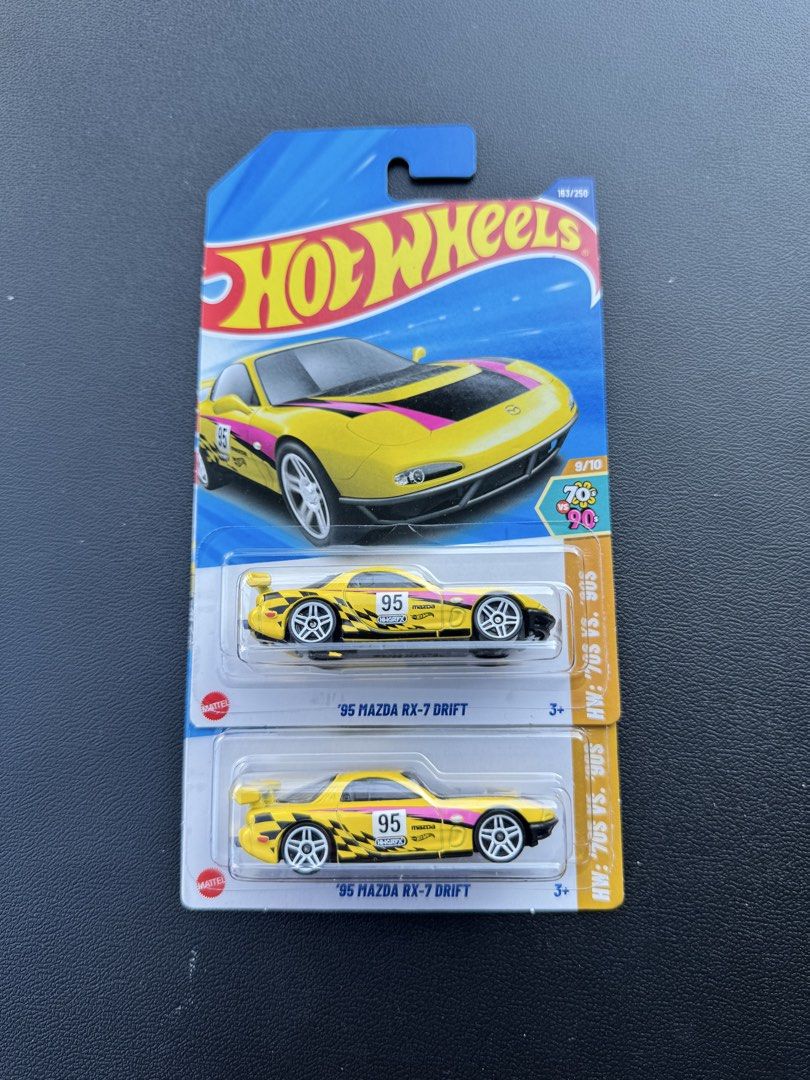 Hotwheels 95 Mazda RX7 Drift yellow (Category: Vehicle & Diecast Models) located in Manila. Submitted by altan16 (Listing ID 1450411992, Image 1). Description: Php 150 each.