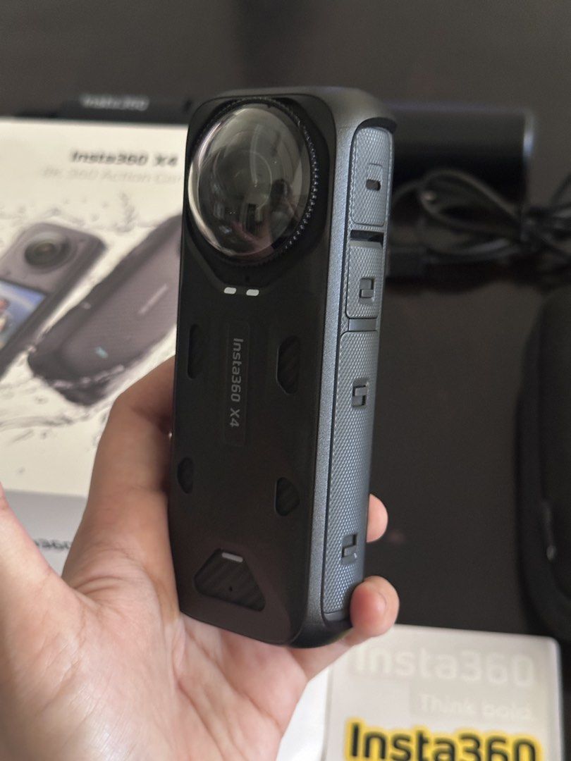 Insta360 X4 8K 360 Action Cam with Accessories (Category: Cameras) located in Quezon City. Submitted by zazbee (Listing ID 1450378861, Image 3). Description: - Insta360 X4 8K 360 Action Camera - Includes: Camera, Charging Cable, Protective Case, Selfie Stick (Insta360 2-in-1 invisible stick + tripod) - Comes with: 256GB Insta360 Pro microSD Card, Manuals, Warranty Card - Used less than 10 times.