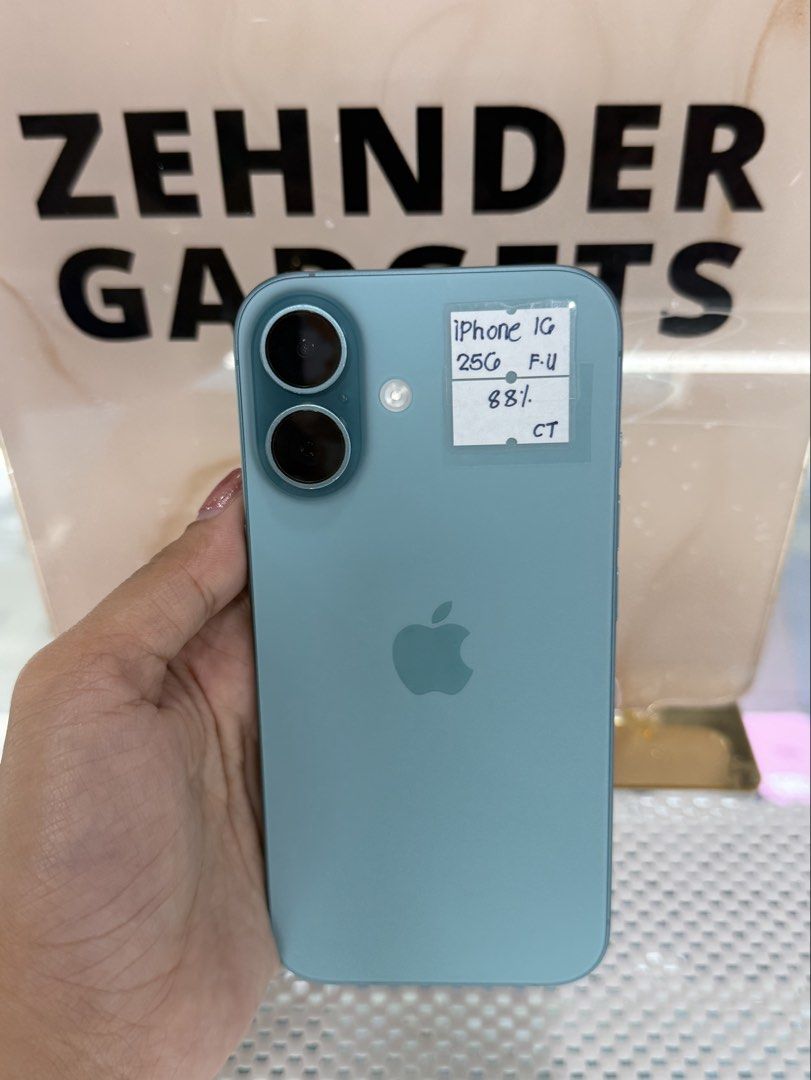 iPhone 16 256GB OPENLINE (NTC APPROVED) (Category: iPhone 16 Series) located in San Juan City. Submitted by desireebayal96 (Listing ID 1450503807, Image 1). Description: iPhone 16 (TEAL) * 256GB * OPENLINE (ANY SIM) * NTC APPROVED * 88% BATTERY HEALTH ORIGINAL (CAN CHECK 3UTOOLS) * 97% SMOOTH * NO ISSUE * NO HISTORY OF REPAIR * NO ICLOUD ISSUE * NOT REFURBISHED * WORKING FACE ID & TRUETONE * WITH CORD TYPE C NOTE: HINDI LANG PO MASYADONG MAKINIS,