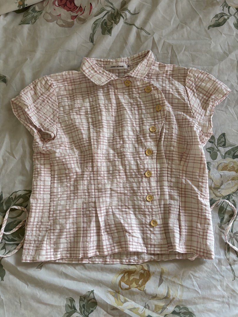Janet Studio Plaid Button-Up Short Sleeve Blouse (Category: Blouses) located in Quezon City. Submitted by jenos (Listing ID 1450379693, Image 3). Description: Janet Studio Pink Plaid Top from Vietnam SRP 1240 Gets sold out quickly size M.