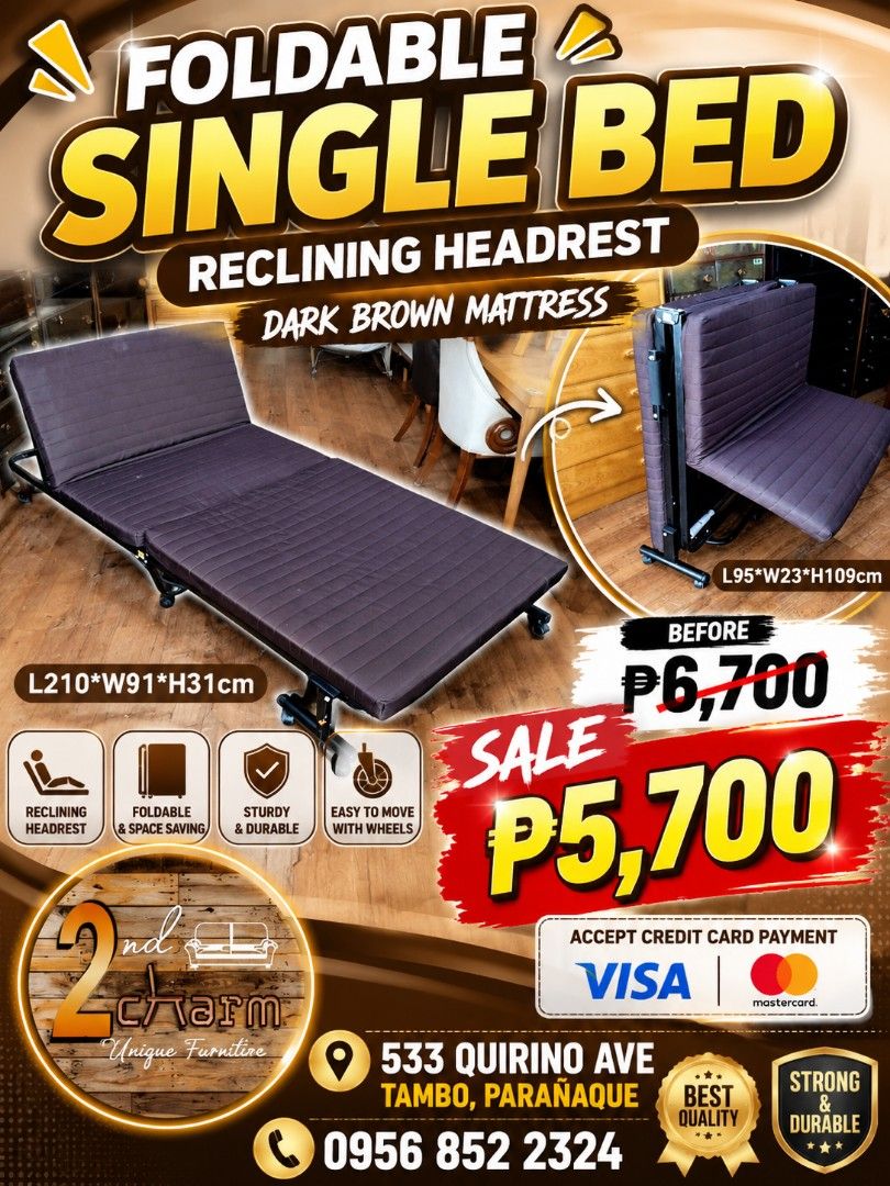 Japan Surplus single folding bed dark brown mattress (Category: Bed Frames & Mattresses) located in Paranaque City. Submitted by eu.kr.jpsurplus (Listing ID 1450377320, Image 1). Description: 💳 𝐌𝐨𝐝𝐞 𝐨𝐟 𝐏𝐚𝐲𝐦𝐞𝐧𝐭 ✅ QR Ph Credit Card ✅️ GCash ✅ BDO Bank Transfer ✅ BPI Bank Transfer 📍 𝙋𝙖𝙮𝙢𝙚𝙣𝙩 𝙞𝙨 𝙢𝙖𝙙𝙚 𝙪𝙥𝙤𝙣 𝙥𝙞𝙘𝙠-𝙪𝙥 𝙛𝙧𝙤𝙢 𝙪𝙨..