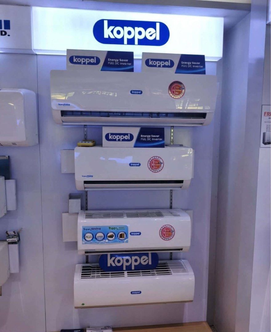 KOPPEL SPLIT TYPE INVERTER AIR CONDITIONER (Category: Air Conditioning and Heating) located in Quezon City. Submitted by maryann5721 (Listing ID 1450473995, Image 1). Description: kOPPEL SPLIT TYPE AIRCON SUPER INVERTER III( NEW MODEL) LUNAIRE SERIES KV09WM-ARF32A SRP 33,495 Cash: 18,700 KV12WM-ARF32A SRP 37,795 Cash: 20,500 KV18WM-ARF32A SRP ,47,895 Cash: 29,000 KV,24WM ARF32A SRP 55,795 Cash:34,700 KV27WM ARF31A Cash 54,500 KV09WM ARF31A - 21,0