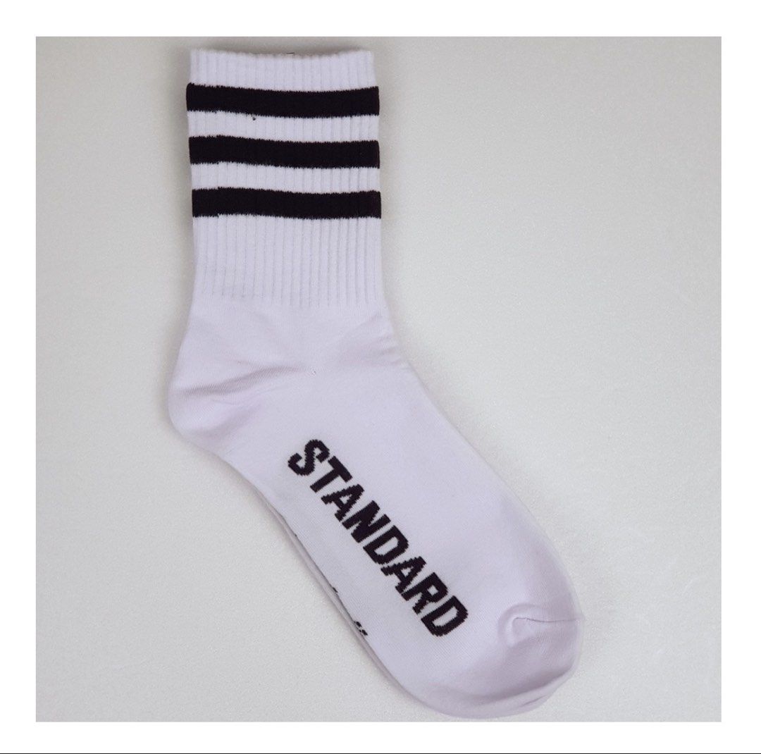 Korean Socks-Sporty Lines Icon Socks (Category: Socks) located in Manila. Submitted by trendphile (Listing ID 1450406997, Image 3). Description: SOLD AS PER PAIR Product Information: ✔️1 Pair of socks 🏷 with tag ✔️Socks Size: adult free size (size 5-10) ☑️Legit Seller 🚚Lalamove Pick Up 📍Location: Binondo Area Mop: Gcash/Bank Transfer .