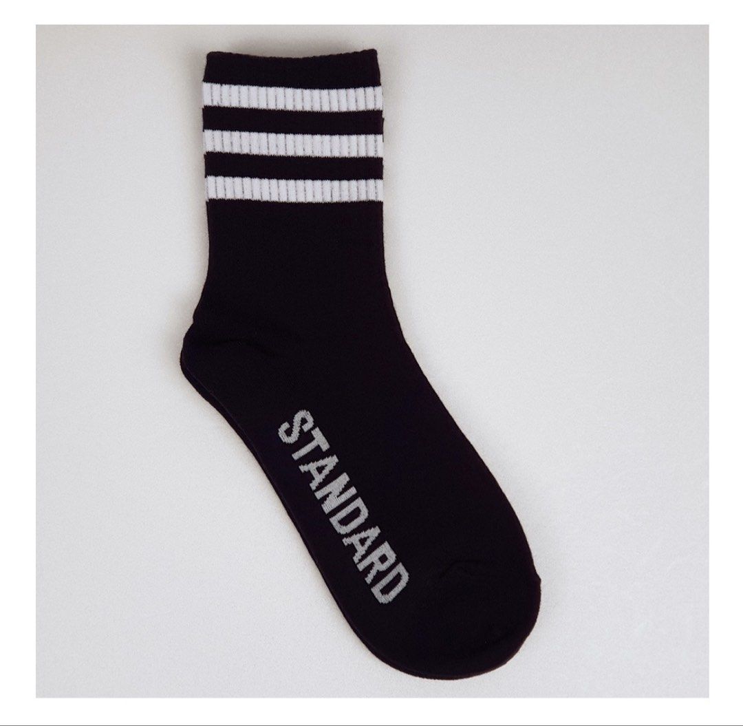 Korean Socks-Sporty Lines Icon Socks (Category: Socks) located in Manila. Submitted by trendphile (Listing ID 1450406997, Image 2). Description: SOLD AS PER PAIR Product Information: ✔️1 Pair of socks 🏷 with tag ✔️Socks Size: adult free size (size 5-10) ☑️Legit Seller 🚚Lalamove Pick Up 📍Location: Binondo Area Mop: Gcash/Bank Transfer .