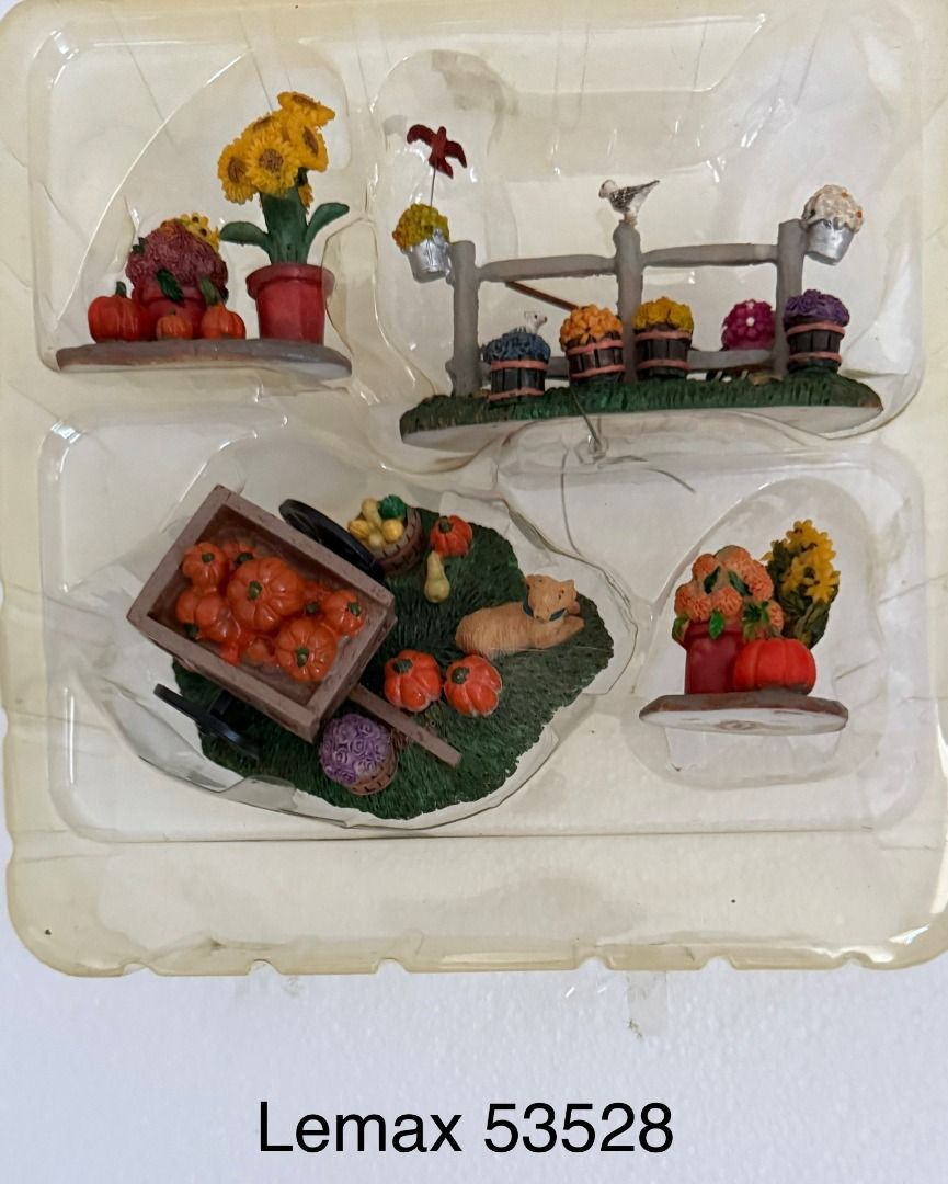 Lemax 53528 fall Floral Accessories Set (Category: Figurines & Statues) located in Manila. Submitted by prelovedsecondhand.ph (Listing ID 1450462049, Image 1). Description: New with discoloration of plastic packaging.