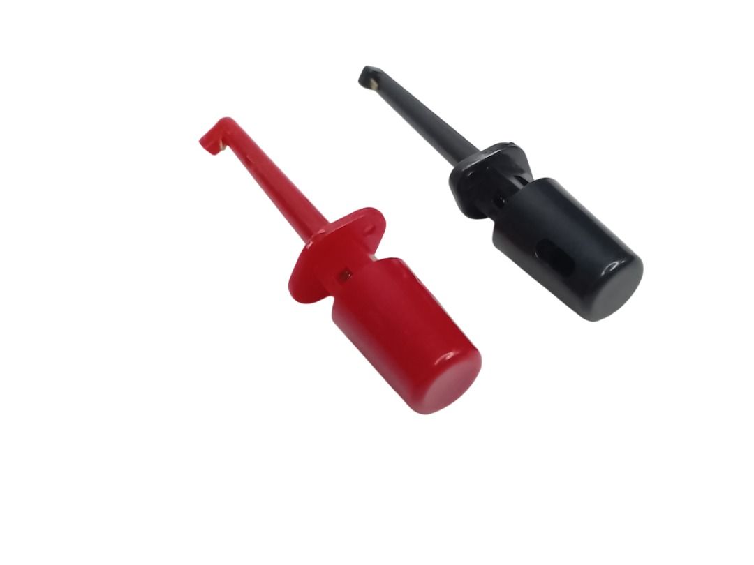 MINI TEST HOOK PROBE SPRING CLIP 1-PAIR, BEST for MULTIMETER LEAD WIRE (Category: Electrical, Adaptors & Sockets) located in Quezon City. Submitted by besteinpc (Listing ID 1450327737, Image 2). Description: MINI TEST HOOK PROBE SPRING CLIP 1-PAIR, BEST for MULTIMETER LEAD WIRE FEATURES: 👉Hook Length: Approx. 4 mm 👉Color: Black and Red BENEFITS: 👉Powerful spring pulling the min hooks to grasp tiny components firmly and avoid any short-circuit 
