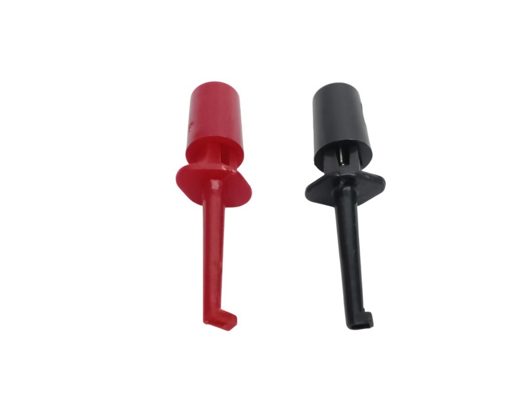 MINI TEST HOOK PROBE SPRING CLIP 1-PAIR, BEST for MULTIMETER LEAD WIRE (Category: Electrical, Adaptors & Sockets) located in Quezon City. Submitted by besteinpc (Listing ID 1450327737, Image 3). Description: MINI TEST HOOK PROBE SPRING CLIP 1-PAIR, BEST for MULTIMETER LEAD WIRE FEATURES: 👉Hook Length: Approx. 4 mm 👉Color: Black and Red BENEFITS: 👉Powerful spring pulling the min hooks to grasp tiny components firmly and avoid any short-circuit 