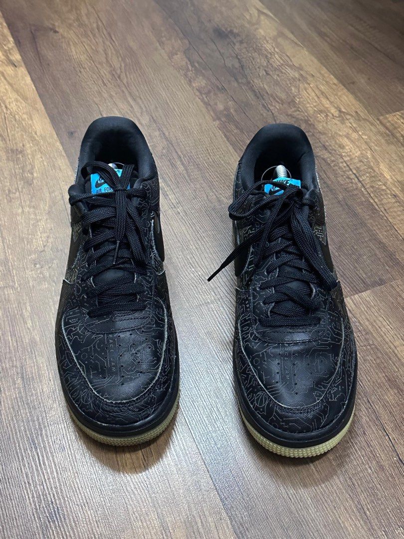 Nike Air Force 1 Black Patterned Sneakers (Category: Sneakers) located in Kuala Lumpur. Submitted by kicksbundle.my (Listing ID 1450365730, Image 1). Description: - Black Nike Air Force 1s - Unique all-over patterned design on uppers - Classic silhouette - Black laces - Gum colored soles - Size 10uk (29cm) Berminat? PM untuk order.