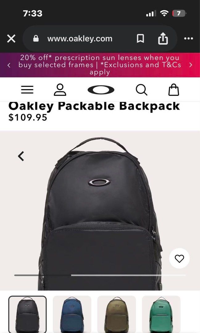 Oakley Packable Backpack (Category: Backpacks) located in Manila. Submitted by vastriver-12e2c3 (Listing ID 1450341201, Image 2). Description: - Black Oakley Packable Backpack - Main compartment for storage - Front pocket for quick access - Iconic Oakley logo on the front - Ideal for everyday use or travel - Easily packs away when not in use - Approximate measurements: 17 inches tall x 11 inches wide.