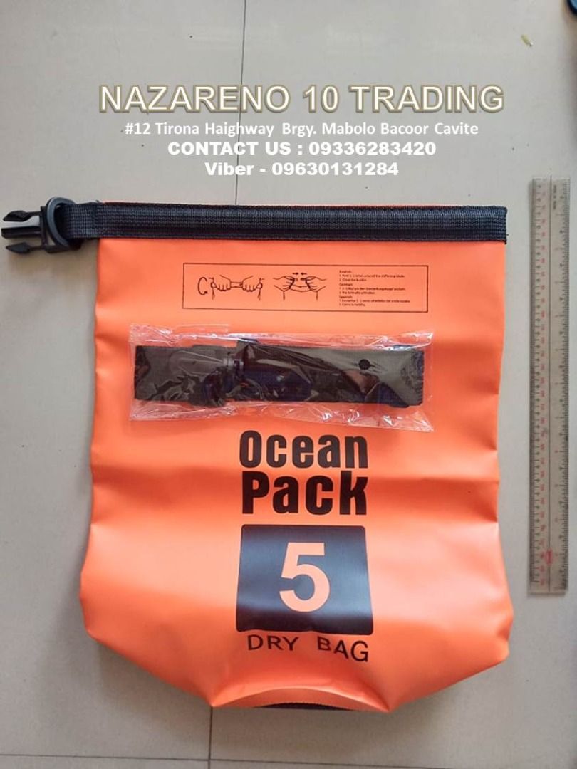 Ocean pack Dry Bag (Category: Looking For) located in Bacoor. Submitted by kajezame.2021 (Listing ID 1450337827, Image 1). Description: Ocean pack Dry Bag Also available: • Traffic cone • Parking Block stopper • Hooded trash bin • Road Plastic Barrier • Spill boom • Fishing buoy • Spill Kit • Stanchion Post • Rain Coat • Solar Arrow Board For More Details and Discount Contact Ms. Karen NAZARENO 10 TRADING 0963 0131 284 0933 6283 420 0956 7028 557