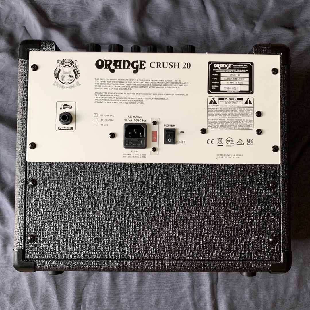 Orange Crush 20 Guitar Amplifier (Price is fixed) (Category: Musical Instruments) located in General Trias. Submitted by thegearstashofc (Listing ID 1450363517, Image 2). Description: - Orange Crush 20 Guitar Amp - Clean and Dirty Channels - EQ Controls: Treble, Middle, Bass - Gain and Volume Knobs - Headphone Jack for silent practice - Aux Input for jamming along - Ideal for practice sessions or small gigs.