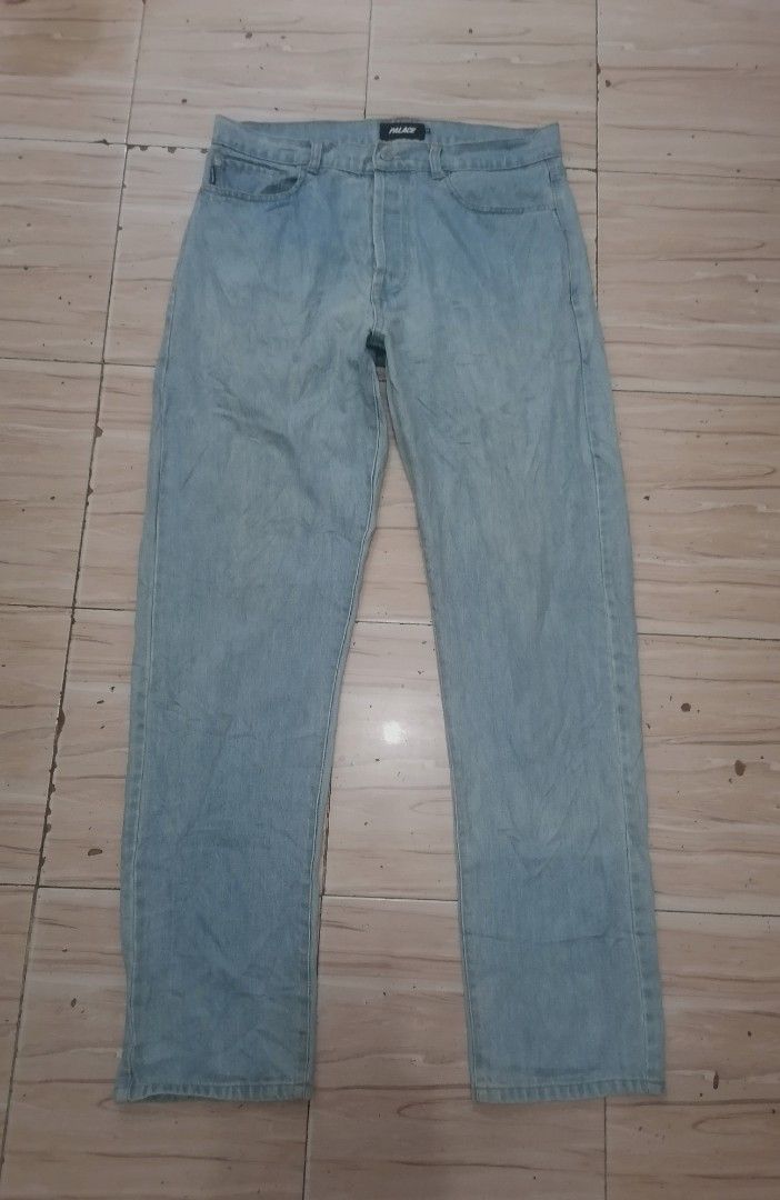Palace Light Wash Denim Jeans Size 32 (Category: Jeans) located in Cebu City. Submitted by roadthrift (Listing ID 1450409055, Image 1). Description: - Brand: Palace - Type: Light Wash Denim Jeans - Closure: Button Fly - Detail: Iconic Palace triangle logo tag inside - Size: 32 - Style: Great for casual wear - W32-34 x L44.