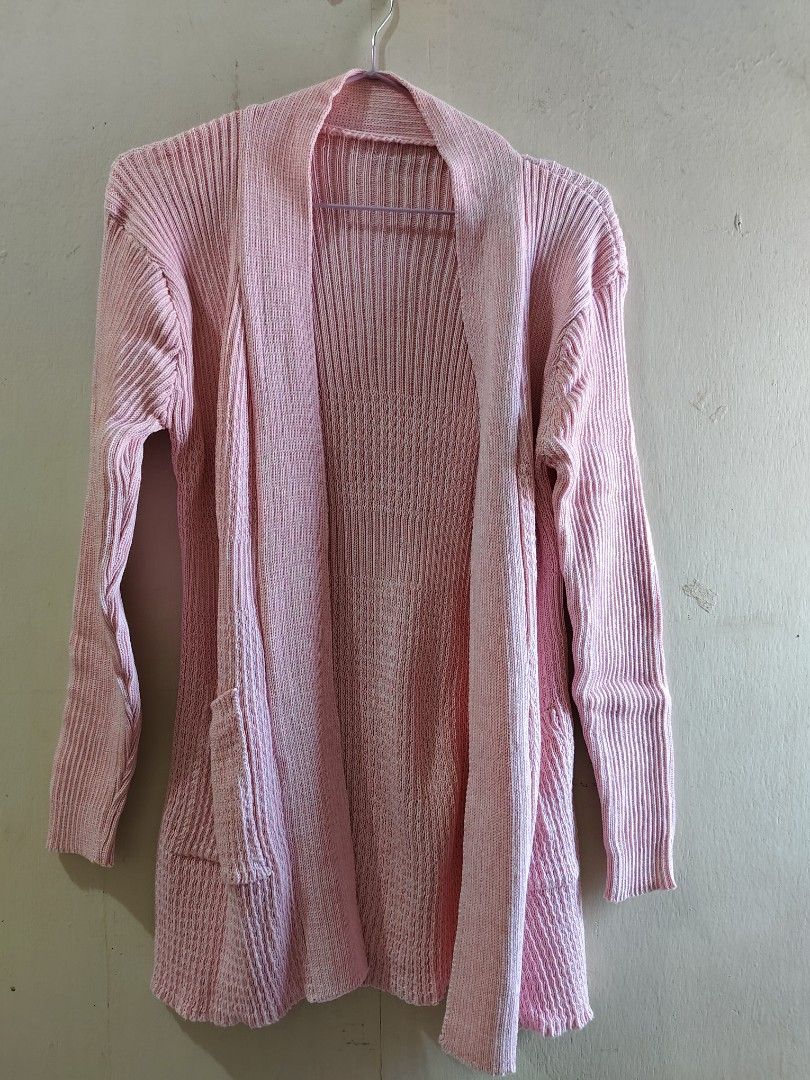 Pink Ribbed Knit Cardigan with Pockets (Category: Coats, Jackets and Outerwear) located in Manila. Submitted by jadmcl (Listing ID 1450377207, Image 1). Description: - Soft pink ribbed knit cardigan - Long sleeves - Two front pockets - Open front design - Ideal for layering - Comfortable and casual.